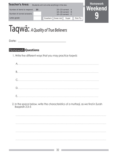 Islamic Studies - Student Workbook - Level 6