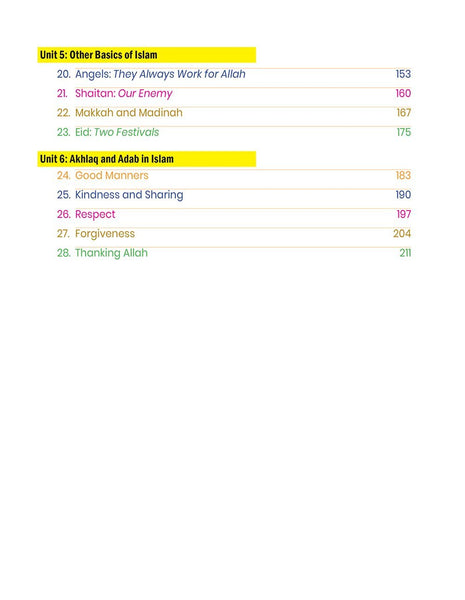 Weekend Learning Series - Islamic Studies - Level 1 Textbook - TOC Page 2