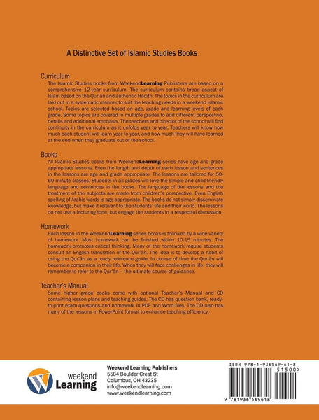 Weekend Learning Islamic Studies Level 5 Textbook - Back Cover