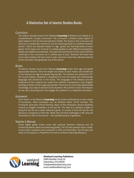 Weekend Learning Islamic Studies Level 6 Textbook - Back Cover