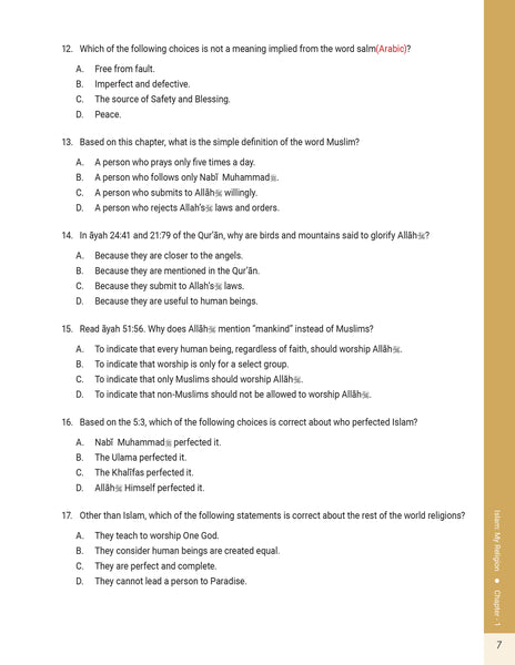 Message of Islam - Workbook - Level 4